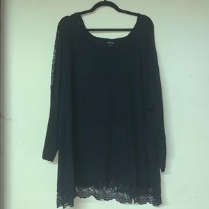 Torrid black lace inset and trim sweater